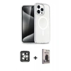 MARSİLYAN™- iPhone 15 Pro Max Kılıf Nova Asil Prime - Siyah Bilvis Hayalet Cam Ekran Koruyucu + PVD Metal Kamera Lens - GI