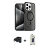 MARSİLYAN™- iPhone 15 Pro Max Kılıf Nova Asil Prime - Siyah Bilvis Hayalet Cam Ekran Koruyucu + Raze Metal Kamera Lens - LT