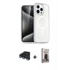 MARSİLYAN™- iPhone 15 Pro Max Kılıf Nova Asil Prime - Siyah Bilvis Hayalet Cam Ekran Koruyucu + Raze Metal Kamera Lens - LT