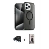 MARSİLYAN™- iPhone 15 Pro Max Kılıf Nova Asil Prime - Siyah Bilvis Hayalet Cam Ekran Koruyucu + Raze Metal Kamera Lens - LT