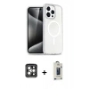 MARSİLYAN™- iPhone 15 Pro Max Kılıf Nova Asil Prime - Siyah Bilvis Hayalet Cam Ekran Koruyucu + PVD Metal Kamera Lens - GI