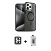 MARSİLYAN™- iPhone 15 Pro Max Kılıf Nova Asil Prime - Siyah Bilvis Hayalet Cam Ekran Koruyucu + PVD Metal Kamera Lens - GI