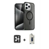 MARSİLYAN™- iPhone 15 Pro Max Kılıf Nova Asil Prime - Siyah Bilvis Hayalet Cam Ekran Koruyucu + PVD Metal Kamera Lens - SH