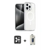 MARSİLYAN™- iPhone 15 Pro Max Kılıf Nova Asil Prime - Siyah Bilvis Hayalet Cam Ekran Koruyucu + PVD Metal Kamera Lens - SH