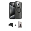MARSİLYAN™- iPhone 15 Pro Max Kılıf Nova Asil Prime - Siyah Bilvis Hayalet Cam Ekran Koruyucu + Raze Metal Kamera Lens - SH