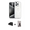 MARSİLYAN™- iPhone 15 Pro Max Kılıf Nova Asil Prime - Siyah Bilvis Hayalet Cam Ekran Koruyucu + Raze Metal Kamera Lens - SH
