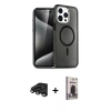 MARSİLYAN™- iPhone 15 Pro Max Kılıf Nova Asil Prime - Siyah Bilvis Hayalet Cam Ekran Koruyucu + Titanyum Gri Raze Metal Kamera Lens