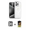 MARSİLYAN™- iPhone 15 Pro Max Kılıf Nova Asil Prime - Siyah Buffer Cam Ekran Koruyucu + PVD Metal Kamera Lens - GS