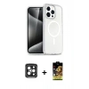 MARSİLYAN™- iPhone 15 Pro Max Kılıf Nova Asil Prime - Siyah Buffer Cam Ekran Koruyucu + PVD Metal Kamera Lens - SH