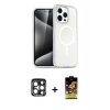 MARSİLYAN™- iPhone 15 Pro Max Kılıf Nova Asil Prime - Siyah Buffer Cam Ekran Koruyucu + PVD Metal Kamera Lens - LT