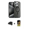 MARSİLYAN™- iPhone 15 Pro Max Kılıf Nova Asil Prime - Siyah Buffer Cam Ekran Koruyucu + Raze Metal Kamera Lens - TMGI