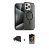 MARSİLYAN™- iPhone 15 Pro Max Kılıf Nova Asil Prime - Siyah Buffer Hayalet Cam Ekran Koruyucu + Raze Metal Kamera Lens - LT