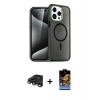 MARSİLYAN™- iPhone 15 Pro Max Kılıf Nova Asil Prime - Siyah Buffer Hayalet Cam Ekran Koruyucu + Raze Metal Kamera Lens - TMGI