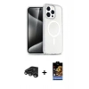 MARSİLYAN™- iPhone 15 Pro Max Kılıf Nova Asil Prime - Siyah Buffer Hayalet Cam Ekran Koruyucu + Raze Metal Kamera Lens - TMGI