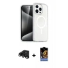 MARSİLYAN™- iPhone 15 Pro Max Kılıf Nova Asil Prime - Siyah Buffer Hayalet Cam Ekran Koruyucu + Raze Metal Kamera Lens - SH