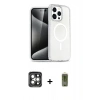MARSİLYAN™- iPhone 15 Pro Max Kılıf Nova Asil Prime - Siyah Joko Magic 5D Hayalet Cam + Gri PVD Metal Kamera Lens