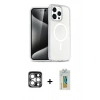MARSİLYAN™- iPhone 15 Pro Max Kılıf Nova Asil Prime - Siyah Polymer Nano Ekran Koruyucu + PVD Metal Kamera Lens - GS