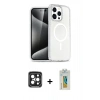 MARSİLYAN™- iPhone 15 Pro Max Kılıf Nova Asil Prime - Siyah Polymer Nano Ekran Koruyucu + PVD Metal Kamera Lens - SH