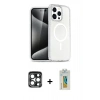 MARSİLYAN™- iPhone 15 Pro Max Kılıf Nova Asil Prime - Siyah Polymer Nano Ekran Koruyucu + PVD Metal Kamera Lens - LT