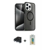 MARSİLYAN™- iPhone 15 Pro Max Kılıf Nova Asil Prime - Siyah Polymer Nano Ekran Koruyucu + Raze Metal Kamera Lens - LT