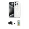 MARSİLYAN™- iPhone 15 Pro Max Kılıf Nova Asil Prime - Siyah Polymer Nano Ekran Koruyucu + Raze Metal Kamera Lens - SH
