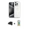 MARSİLYAN™- iPhone 15 Pro Max Kılıf Nova Asil Prime - Siyah Polymer Nano Ekran Koruyucu + Raze Metal Kamera Lens - TMGI