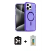 MARSİLYAN™- iPhone 15 Pro Max Kılıf Nova Asil Prime - Siyah Polymer Nano Ekran Koruyucu + Turuncu PVD Metal Kamera Lens