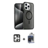 MARSİLYAN™- iPhone 15 Pro Max Kılıf Nova Asil Prime - Siyah Vanessa Magic Cam + PVD Metal Kamera Lens - GS
