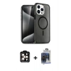 MARSİLYAN™- iPhone 15 Pro Max Kılıf Nova Asil Prime - Siyah Vanessa Magic Cam + PVD Metal Kamera Lens - TU