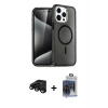 MARSİLYAN™- iPhone 15 Pro Max Kılıf Nova Asil Prime - Siyah Vanessa Magic Cam + Raze Metal Kamera Lens - SH