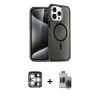 MARSİLYAN™- iPhone 15 Pro Max Kılıf Nova Asil Prime - Siyah Vanessa Magic Hayalet Cam + PVD Metal Kamera Lens - GS