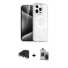 MARSİLYAN™- iPhone 15 Pro Max Kılıf Nova Asil Prime - Siyah Vanessa Magic Hayalet Cam + Lacivert Raze Metal Kamera Lens