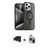 MARSİLYAN™- iPhone 15 Pro Max Kılıf Nova Asil Prime - Siyah Vanessa Magic Hayalet Cam + Lacivert Raze Metal Kamera Lens