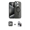MARSİLYAN™- iPhone 15 Pro Max Kılıf Nova Asil Prime - Siyah Vanessa Magic Hayalet Cam + PVD Metal Kamera Lens - GI