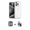 MARSİLYAN™- iPhone 15 Pro Max Kılıf Nova Asil Prime - Siyah Vanessa Magic Hayalet Cam + PVD Metal Kamera Lens - LT