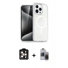MARSİLYAN™- iPhone 15 Pro Max Kılıf Nova Asil Prime - Siyah Vanessa Magic Hayalet Cam + PVD Metal Kamera Lens - TU