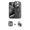 MARSİLYAN™- iPhone 15 Pro Max Kılıf Nova Asil Prime - Siyah Vanessa Magic Hayalet Cam + PVD Metal Kamera Lens - LT