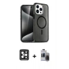 MARSİLYAN™- iPhone 15 Pro Max Kılıf Nova Asil Prime - Siyah Vanessa Magic Hayalet Cam + Siyah PVD Metal Kamera Lens