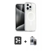 MARSİLYAN™- iPhone 15 Pro Max Kılıf Nova Asil Prime - Siyah Vanessa Magic Hayalet Cam + Siyah PVD Metal Kamera Lens