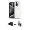 MARSİLYAN™- iPhone 15 Pro Max Kılıf Nova Asil Prime - Siyah Vanessa Magic Hayalet Cam + Raze Metal Kamera Lens - SH