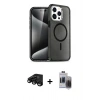MARSİLYAN™- iPhone 15 Pro Max Kılıf Nova Asil Prime - Siyah Vanessa Magic Hayalet Cam + Raze Metal Kamera Lens - SH