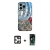 MARSİLYAN™- iPhone 15 Pro Max Kılıf Nova Doku Prime - Şeffaf 360 Full Body Arka Koruyucu + Gümüş PVD Metal Kamera Lens