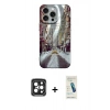 MARSİLYAN™- iPhone 15 Pro Max Kılıf Nova Doku Prime - Şeffaf Pasifik Cam Ekran Koruyucu + PVD Metal Kamera Lens - SH