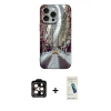 MARSİLYAN™- iPhone 15 Pro Max Kılıf Nova Doku Prime - Şeffaf Pasifik Cam Ekran Koruyucu + PVD Metal Kamera Lens - TU