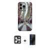 MARSİLYAN™- iPhone 15 Pro Max Kılıf Nova Doku Prime - Siyah 3D Antistatik Hayalet Cam Ekran Koruyucu + PVD Metal Kamera Lens - LT