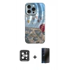 MARSİLYAN™- iPhone 15 Pro Max Kılıf Nova Doku Prime - Siyah 3D Antistatik Hayalet Cam Ekran Koruyucu + PVD Metal Kamera Lens - SH