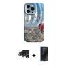 MARSİLYAN™- iPhone 15 Pro Max Kılıf Nova Doku Prime - Siyah 3D Antistatik Hayalet Cam Ekran Koruyucu + Raze Metal Kamera Lens - GS