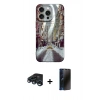 MARSİLYAN™- iPhone 15 Pro Max Kılıf Nova Doku Prime - Siyah 3D Antistatik Hayalet Cam Ekran Koruyucu + Raze Metal Kamera Lens - LT
