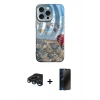 MARSİLYAN™- iPhone 15 Pro Max Kılıf Nova Doku Prime - Siyah 3D Antistatik Hayalet Cam Ekran Koruyucu + Raze Metal Kamera Lens - LT