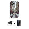 MARSİLYAN™- iPhone 15 Pro Max Kılıf Nova Doku Prime - Siyah 3D Antistatik Hayalet Cam Ekran Koruyucu + Raze Metal Kamera Lens - GS